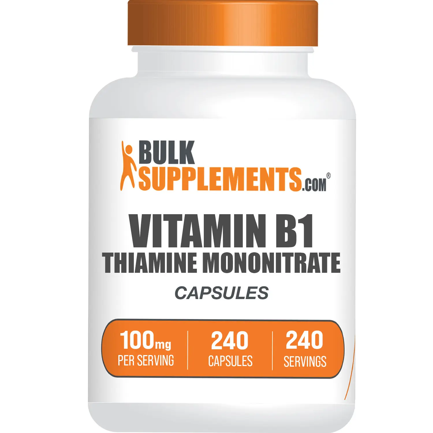 BulkSupplements - Vitamin B1 Thiamine Mononitrate Capsules - Metabolism - Energy Boost - 240 Capsules - 100mg per Serving