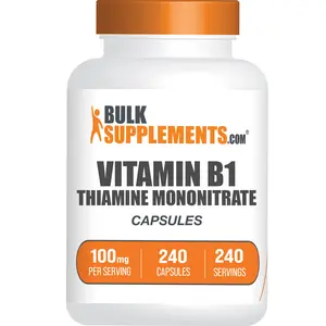 BulkSupplements - Vitamin B1 Thiamine Mononitrate Capsules - Metabolism - Energy Boost - 240 Capsules - 100mg per Serving