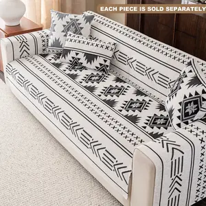 Geometric Sofa Cushion Cover, Luxury Chenille, Reusable All-Season Dust Protector, Contemporary Style, Universal Fit