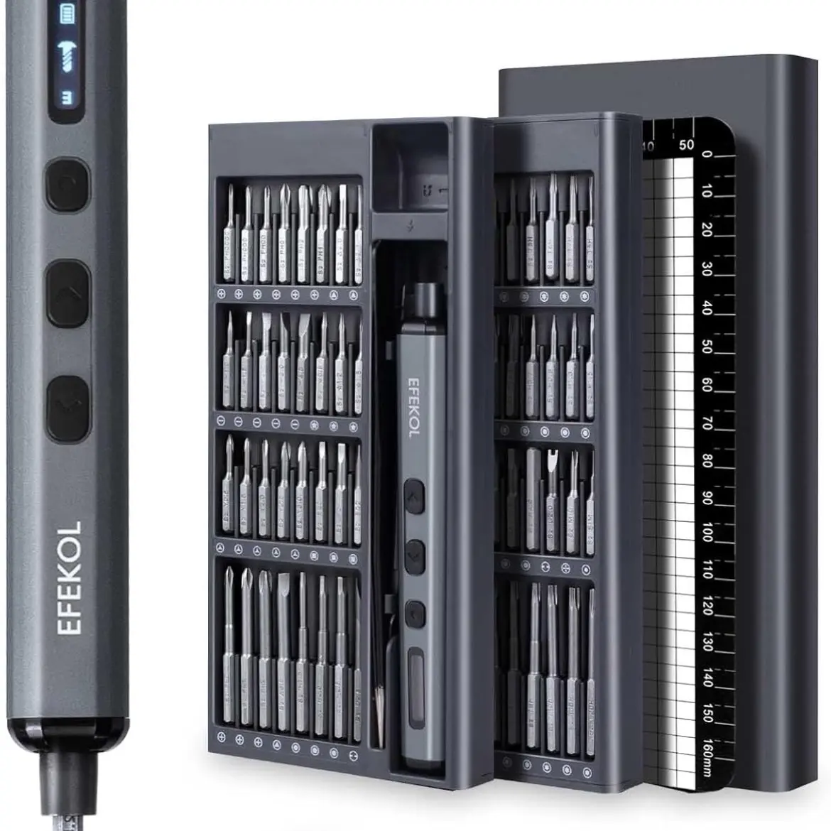 Mini Electric Screwdriver 70 in 1 Precision Screwdriver Kit with 64 S2 Magnetic Bits, LED Screen Display, Compact and Portable, Rechargeable Battery
