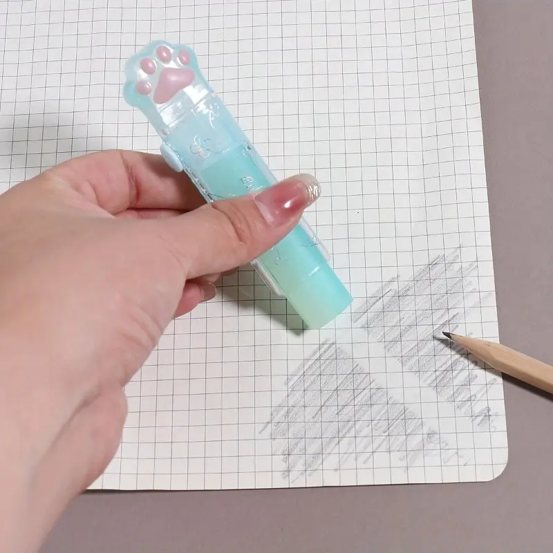 Cute Unique Colorful Cat Paw Eraser, Extendable Push-Pull Correction Eraser, No Smudge No Residue, Ideal for Textbooks, Essential School Supplies, Stationery, Fun