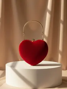 Elegant Velvet Heart-Shaped Evening Bag for Women, Fashionable Party Handbag, Perfect for Weddings, Proms, Birthdays, Valentine's Day, Fashionable Purse Handbag