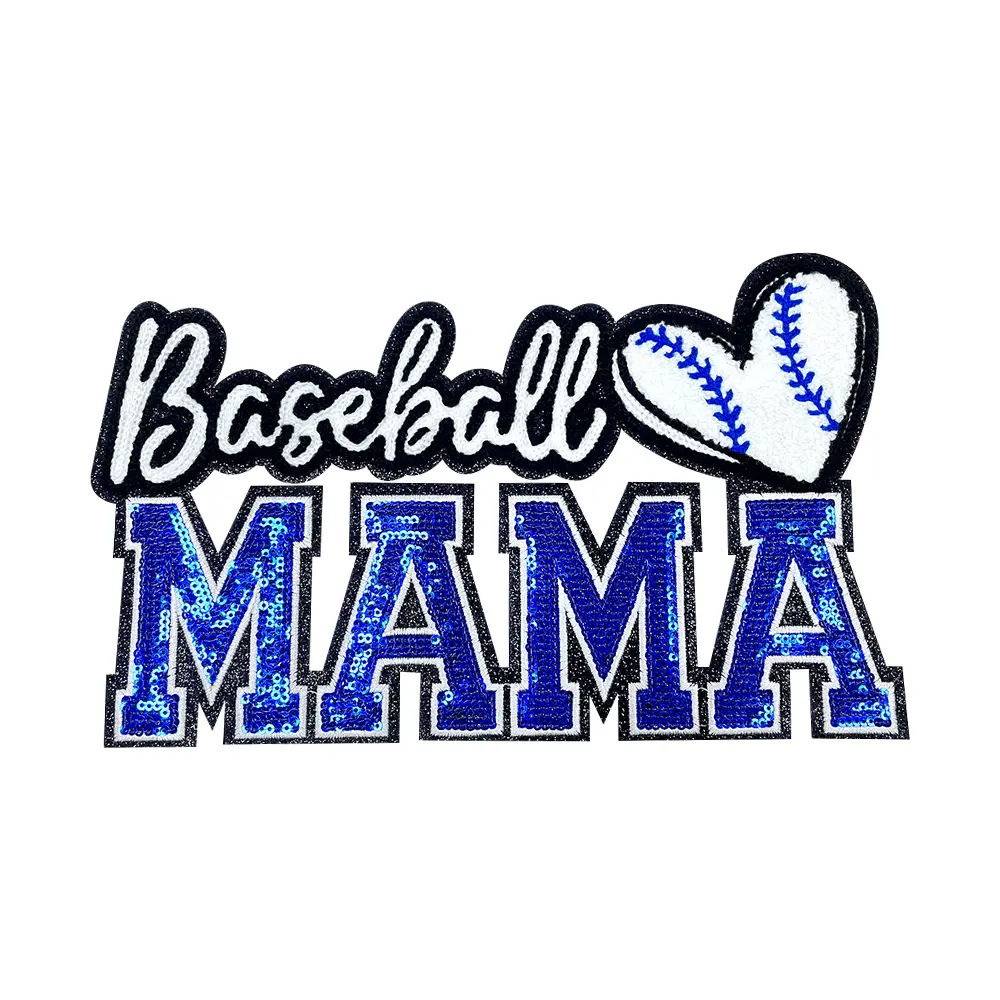 Baseball MAMA Embroidery Patch - Heart Design, Stylish Sports Mom Sewing Supply for T-Shirts, Bags, Hats