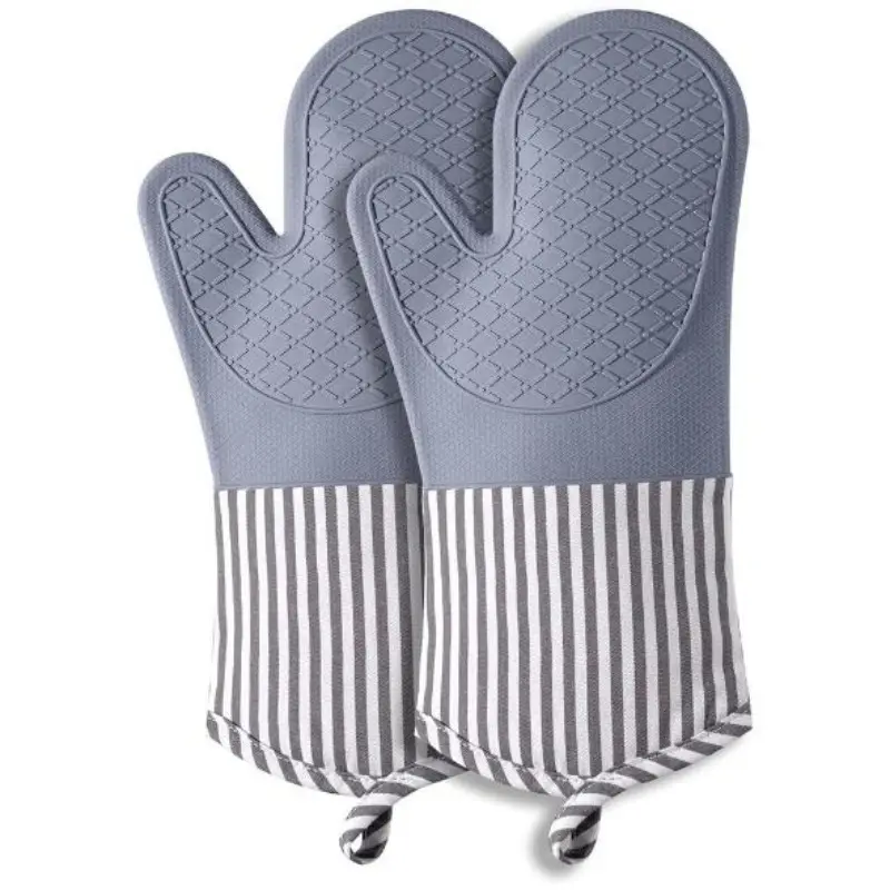 Silicone Oven Mitts with Quilted Lining, Heat Resistant Insulated Waterproof Non-Slip Kitchen Gloves, Kitchenware Bakeware, Baking Cooking BBQ, 500°f, 13.5 Inch, Home