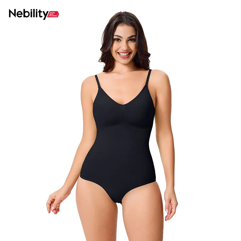 [Live Now] Nebility Women's V-Neck Shapewear Set - Seamless Bodysuit & Camisole, Hip Lift & Tummy Control, Basic Comfort Style High Waisted Shapers Spaghetti Strap summerwins