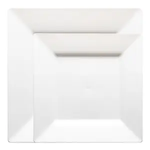 White Square Plastic Plates Dinnerware Value Set
