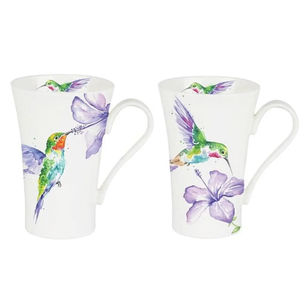 212 MAIN Roy Kirkham ER24121P2 Durable Ceramic 600ml Latte Mugs - Set of 2, Washable Humming Birds Graphic Mugs for Drinking Coffee or Tea, Reusable Kitchenware Drinkware, Beautiful Gift