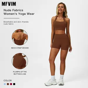 MFVIM Women's Fitness Suit 2 Piece Yoga Wear High Waisted Cycling Shorts Bottom Pants Sports Bra Fitness Clothing Exercise Clothing summer outfit Spandex For Gym Active Dresse Set