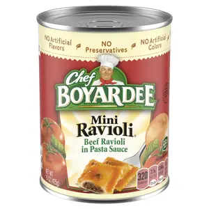 Chef Boyardee Mini Beef Ravioli, 15 oz Can – Microwave Pasta Meal, Bite-Sized Ravioli in Tomato Sauce, No Artificial Preservatives, Ready-to-Eat