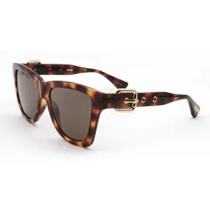 Moschino MOS131/S Tortoiseshell Sunglasses with Bold Designer Statement Gold Buckle Detail Full Rim Sculpted Frame Solid Tinted Lenses for Trendsetters