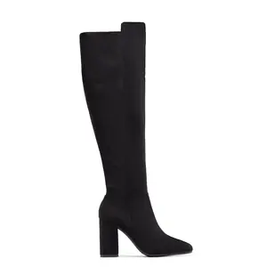 Colette Block Heel Boots - Black Suede
