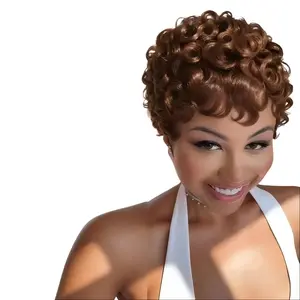Shewell Wig 12A Pixie Curly 6inch Full Human Hair Short Pixie Curly Black 6inch Wigs 100%  wigs human hair,Beginner-friendly