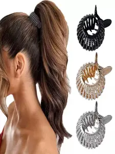 Elegant Rhinestone Curly Ponytail Clip for Women, Unique Round Design, Perfect for High Ponytails & Long Hair, Fashionable Ladies' Accessory