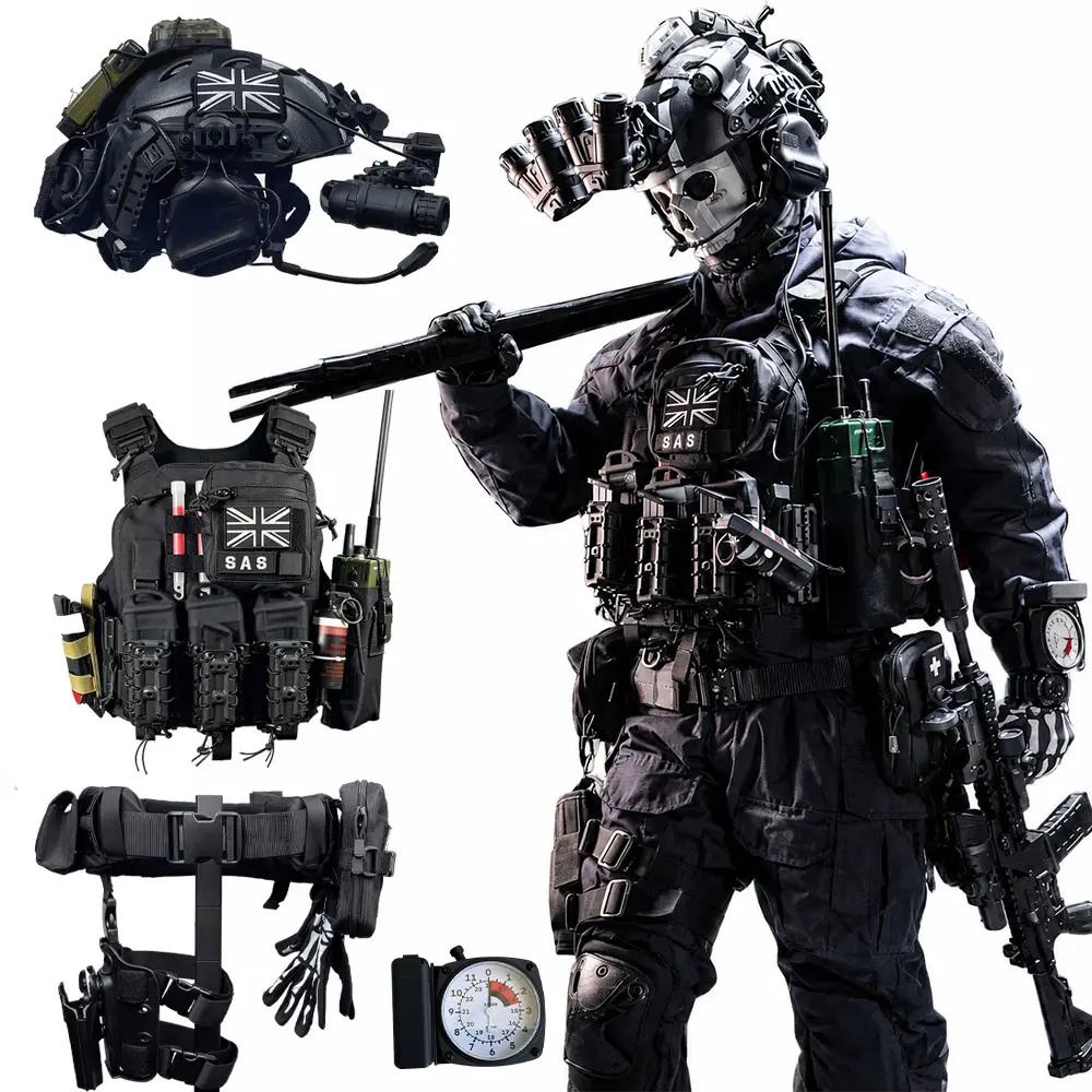 Call of Duty 19 Night Raid Ghost Cosplay Clothing Set - Tactical Mask, Vest, Belt, Multifunctional Adjustable Fit Protective Gear, Costumes with Accessories for Cosplay Events, Clothing Sets, Multi-Functional