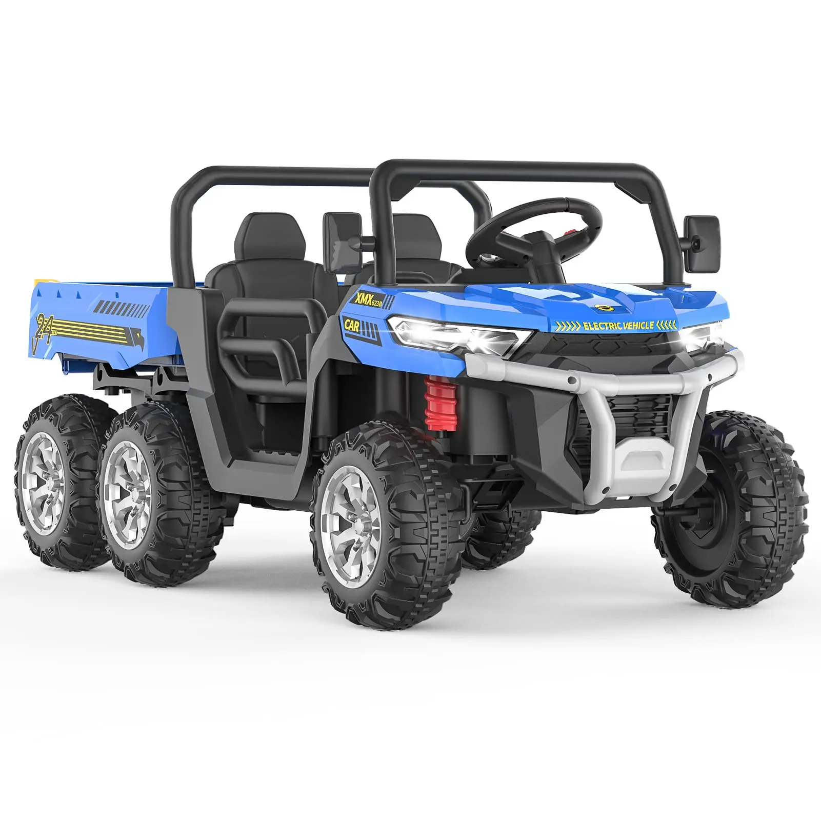GARVEE 24V 2-Seater Ride On Dump Truck with Parent Remote Control, 4WD 6-Wheel Electric Car, UTV Style Dump Bed, Music Horn, ASTM/CPSIA Certified for Ages 3 and Up