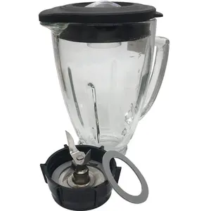 6-Cup dishwasher safe glass jar with Stainless Steel 6-point Ice Crushing  add Blender Jar Bottom Cap,Compatible with oster Blenders 006803-000-NP0; 006803-000-N01; 006811-C00-NP0