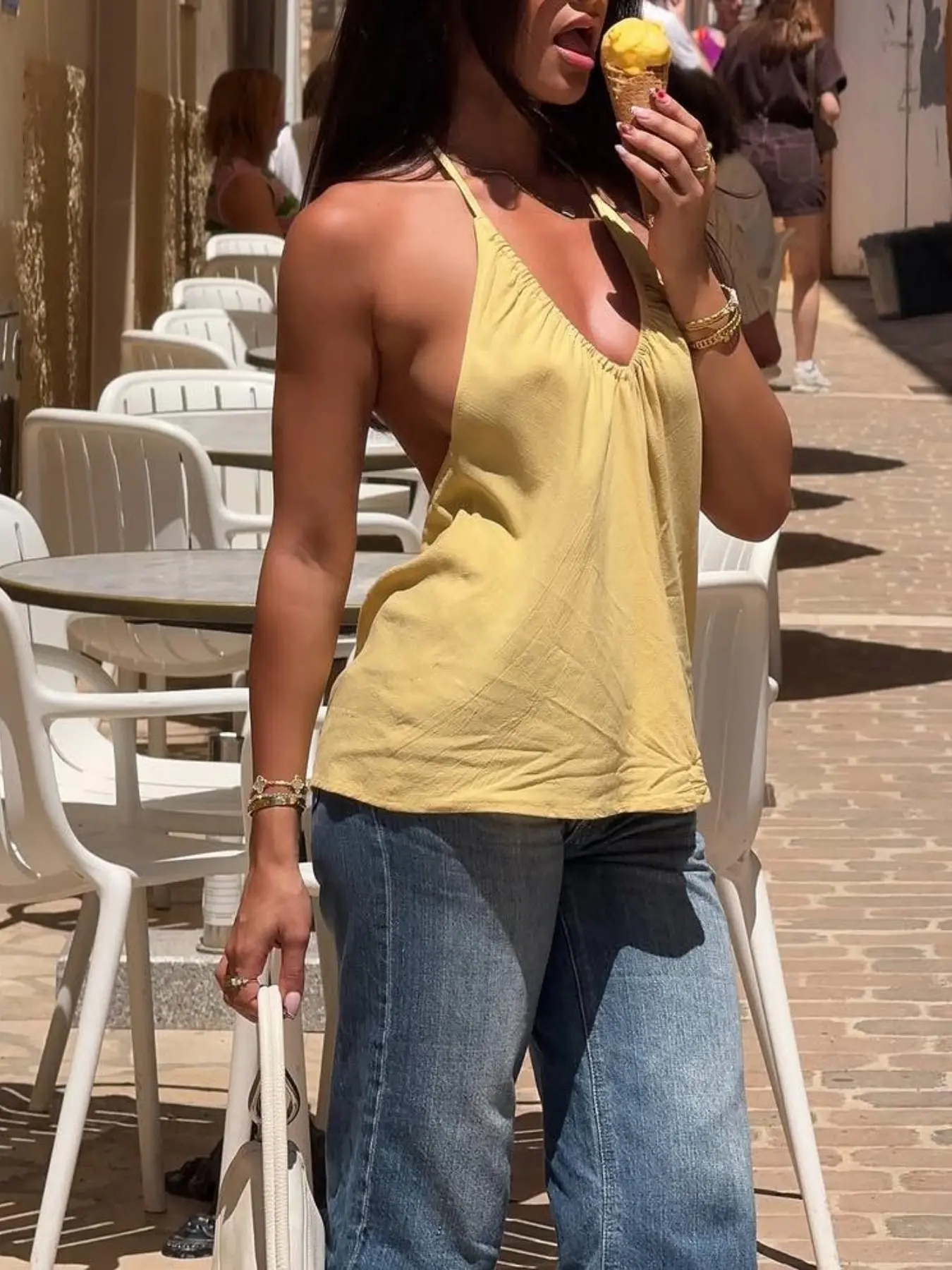 Summer Halter Backless Vest, Slim Fit Sleeveless Top, Pure Desire Fashion, Perfect for Casual Wear, Women's Stylish Clothing