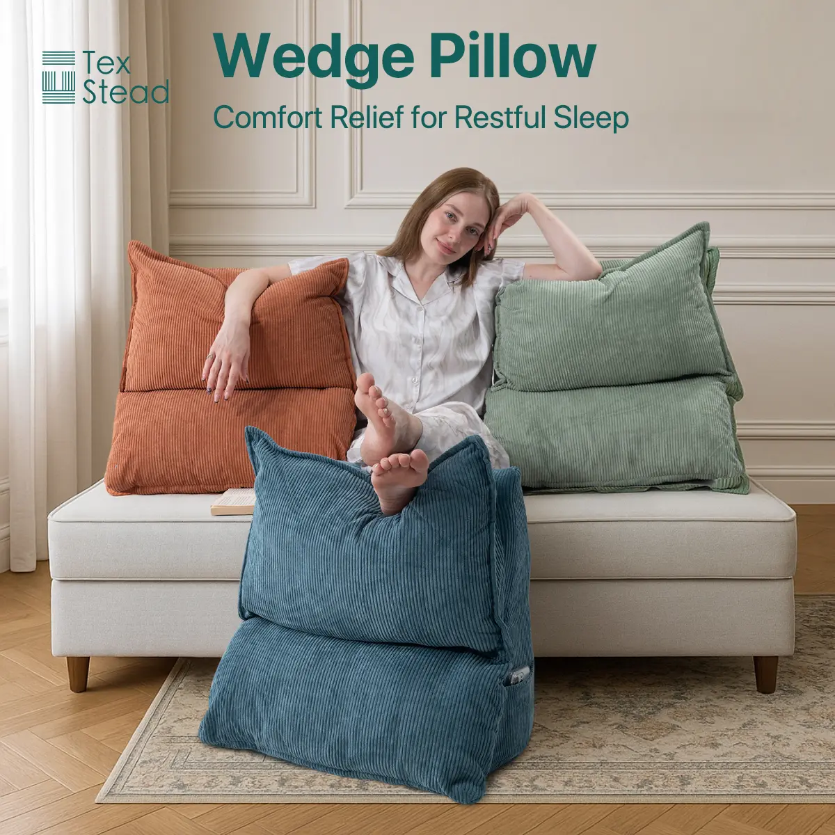 1pc Wedge Pillow - Breathable Ergonomic Back & Neck Support, Coral Fleece Cover, Medium Firmness for Spine Alignment, Machine Washable Mixed Colors, Full-Body Use for Pregnancy & Posture Support, Back Neck Sup.