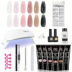 Acrylic Poly Gel Nail Extension Gel Nail Kit, DIY Salon Quality with Base & Top Coat and Nail Tools Included, Nail Art Kit for Women & Girls, Fake Nails Kit, Polygel Nail Kit