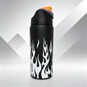 Owala FreeSip Insulated Stainless Steel Water Bottle with Straw, BPA-Free Sports Drinkware, 32 Oz Black Flame Flasks, Ideal for Travel outdoorfun