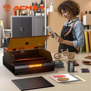 ACMER P3 48W High-Power Laser Engraver with Air Pump, featuring a diode laser output power, integrated housing, built-in camera module for laser cutting and air assist. With an engraving speed of 48000mm/min
