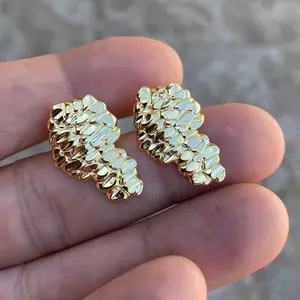 Golden Nugget Unisex Hip Hop Style Surgical Steel Post Stud Fashion Earring Earrings Female Male Casual Elegant