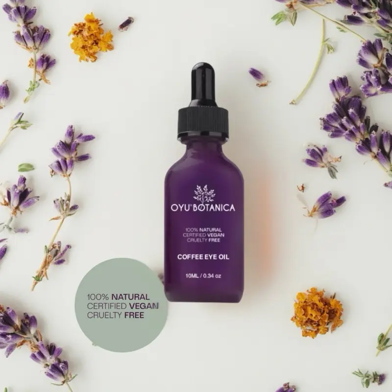 OYU Botanica Coffee Eye Serum for Brighter, Smoother Skin - Reduce Puffiness and Dark Circles - Eye Oil Brightening Caffeine