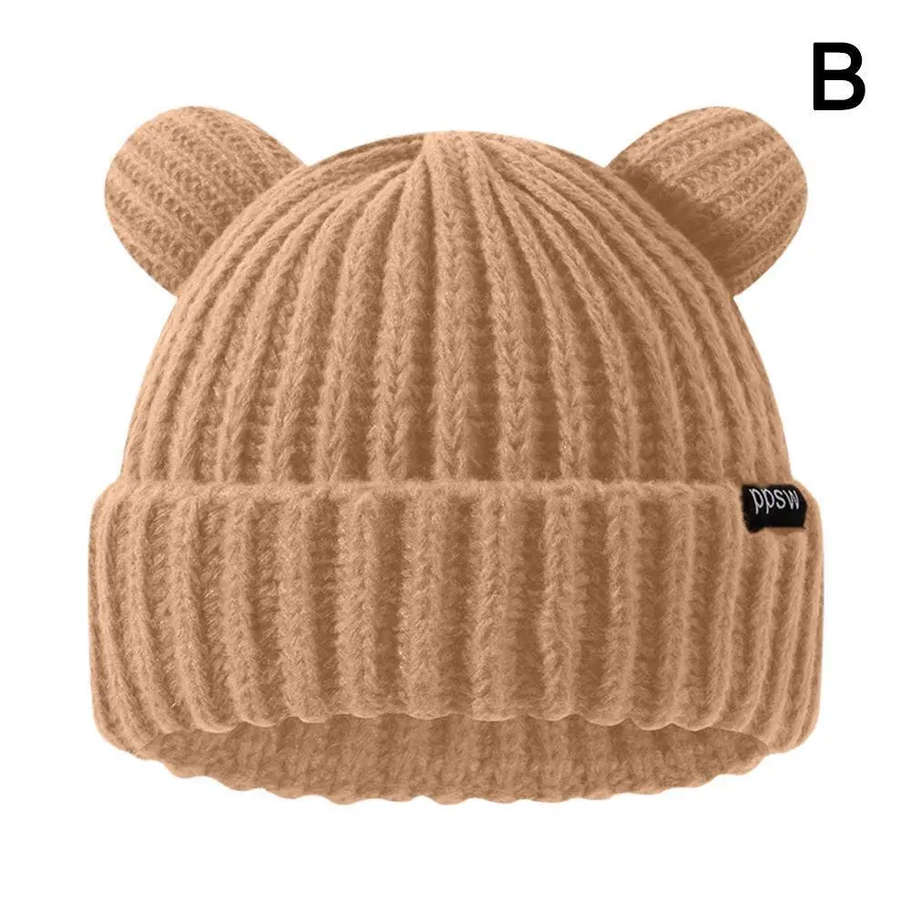 Cute Bear Ear Winter Beanie forWomen's Knitted Hat 2023 Warm Casual