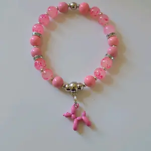 Balloon Dog Charm Bracelet - Silver Accents and Matching Dog Charm