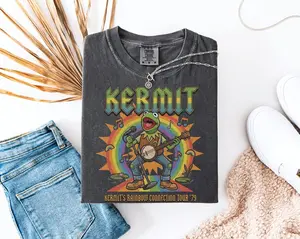 Comfort Colors Vintage Style Kermit the Frog Shirt, Rainbow Connection Tour '79 Graphic Tee, Retro Muppets Band T-Shirt, Comfort Colors Nostalgia Top