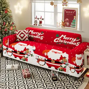 1PC Christmas Stretch Sofa Cover Pet Proof Easy Wash Festive Decor No Pillowcase Elastic Sofa Slipcover