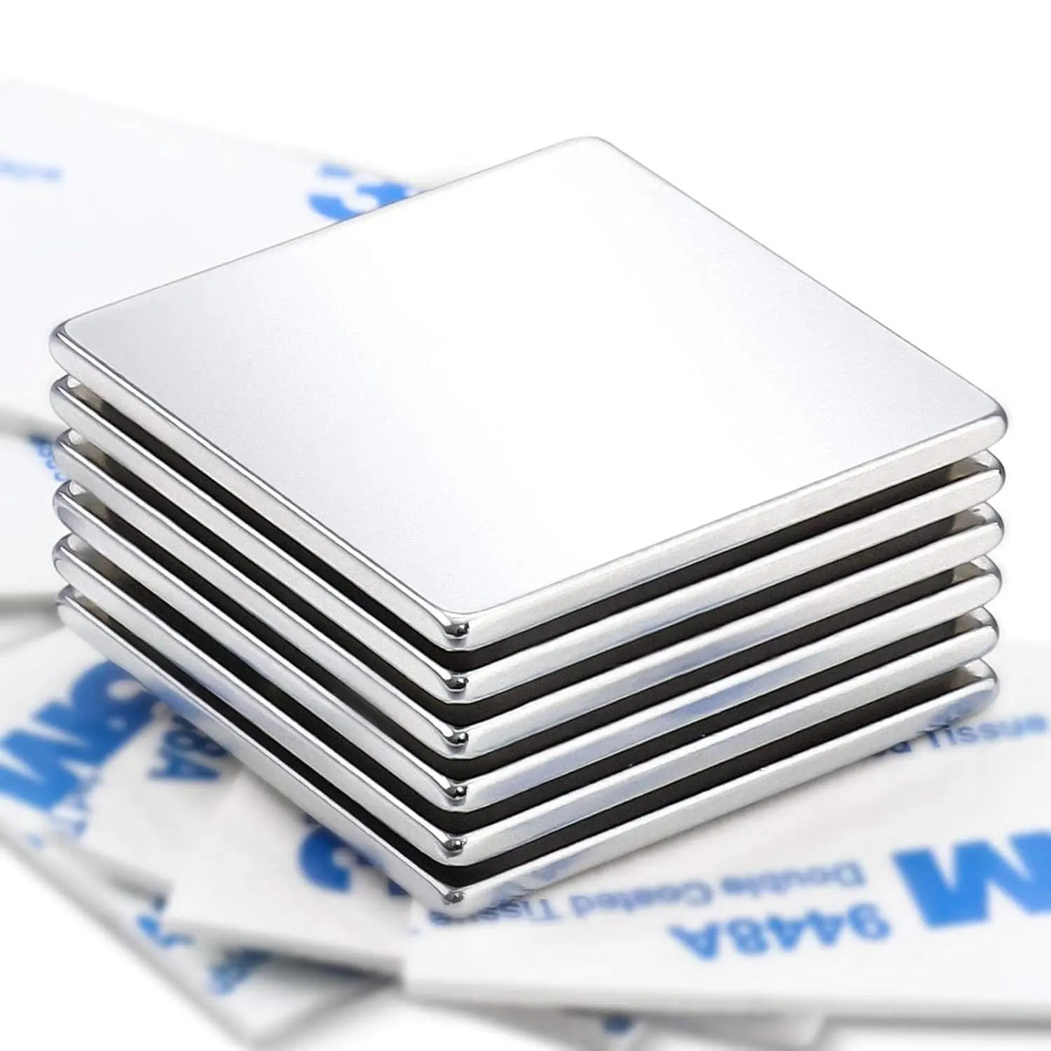 Strong Magnets, Neodymium Square Magnet with Adhesive Backing 6 Pack