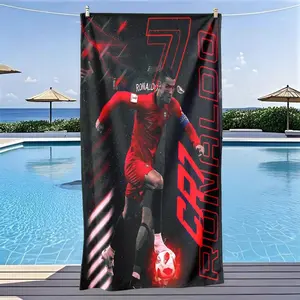 Cr7 Football Theme Design Beach Towel, Quick-Dry Ultra-Soft Polyester Fiber, Multi-Purpose Yoga Travel Swimming Camping, Large Size