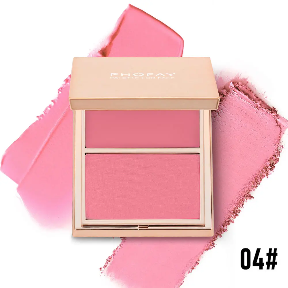 PHOFAY Cream & Powder Matte Blush Duo - Alcohol-Free, Buildable, Long-Lasting, All Skin Types Single Item Makeup Blush for Vibrant Cosmetic Looks, Beauty Products