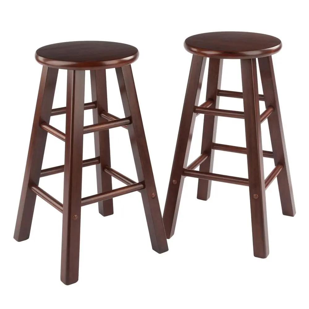 Walnut Solid Wood Kitchen Stools Set of 2, Bar Chairs for Counter Seating