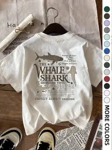 The Whale Shark Vintage Marine Life Graphic T-Shirt, Oversized 【100% cotton】 Shirt, Retro Whale Shark Fact Print Tee, Boho Ocean Conservation Casual Short Sleeve Top, Eco-Friendly Marine Lover Cotton Tee for Beach Outfits and Animal Advocacy