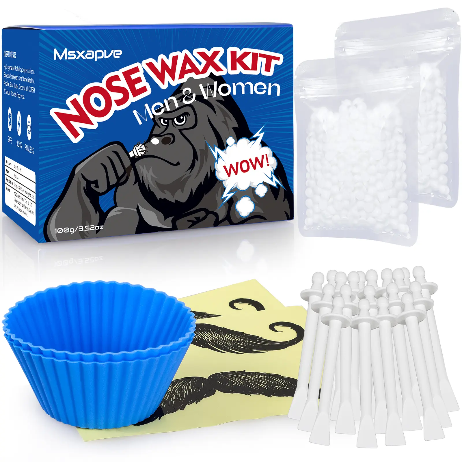 Hard Wax Kit for Full Body- Bikini-Brazilian Body Care Cosmetic Comfort - Wax Warmer for Hair Removal Kit- Wax Kit with 2 cups 26 sticks 2 bags beans