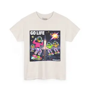 Alien Superstar Hoverboard Party T-Shirt | Neon Rocket Night Skate graphic tees
