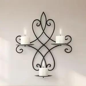 Vintage Metal Iron Wall Mounted Candle Holder, Aromatherapy Candle Stand Decor, Wall Hanging Candlestick Holder for Living Room Walls, Interior Decoration Accessories, Home Decor