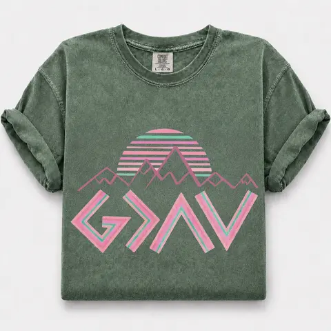 Comfort Colors God Is Greater Than The Highs and Lows Shirt, Christian Mountain Sunset Graphic Tee, inspirational Faith Gift