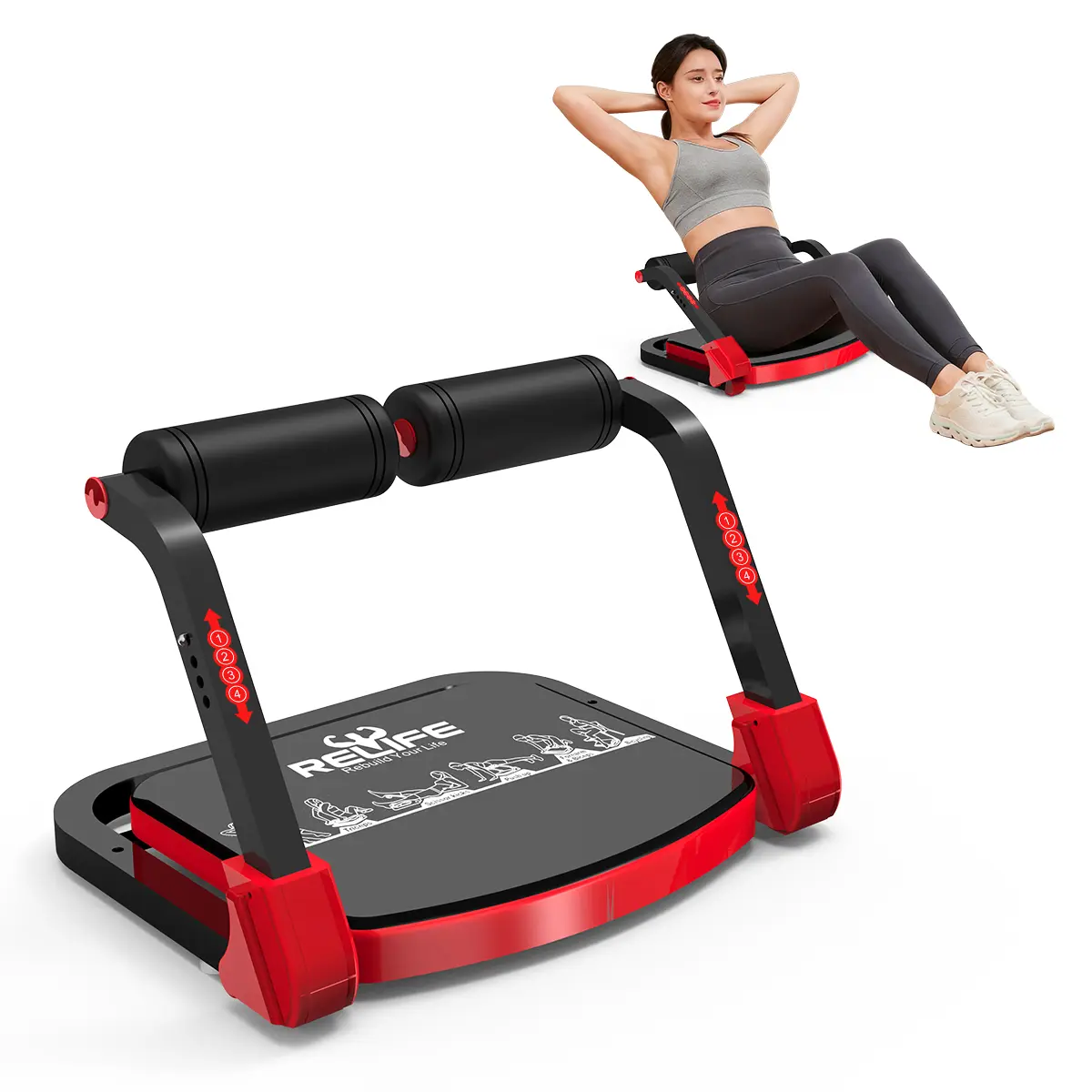 RELIFE Foldable Abdominal Machine - Stomach Workout Equipment, Steel Durable Build, Compact & Easy to Store, Beginner-Friendly Unisex At-Home Gym Trainer with Adjustable Resistance for Abs & Core Workouts