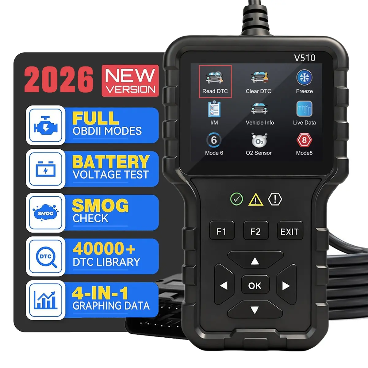 Professional Obd2 Scanner, Enhanced Engine Fault Code Reader and Reset Tool, Advanced Obdii/eobd Car Diagnostic Scan for Mode 6/mode 8 Vehicles, Car Battery Tester, Car Voltage Tester, Car Scanner Fixed, Automotive Diagnostic Tester