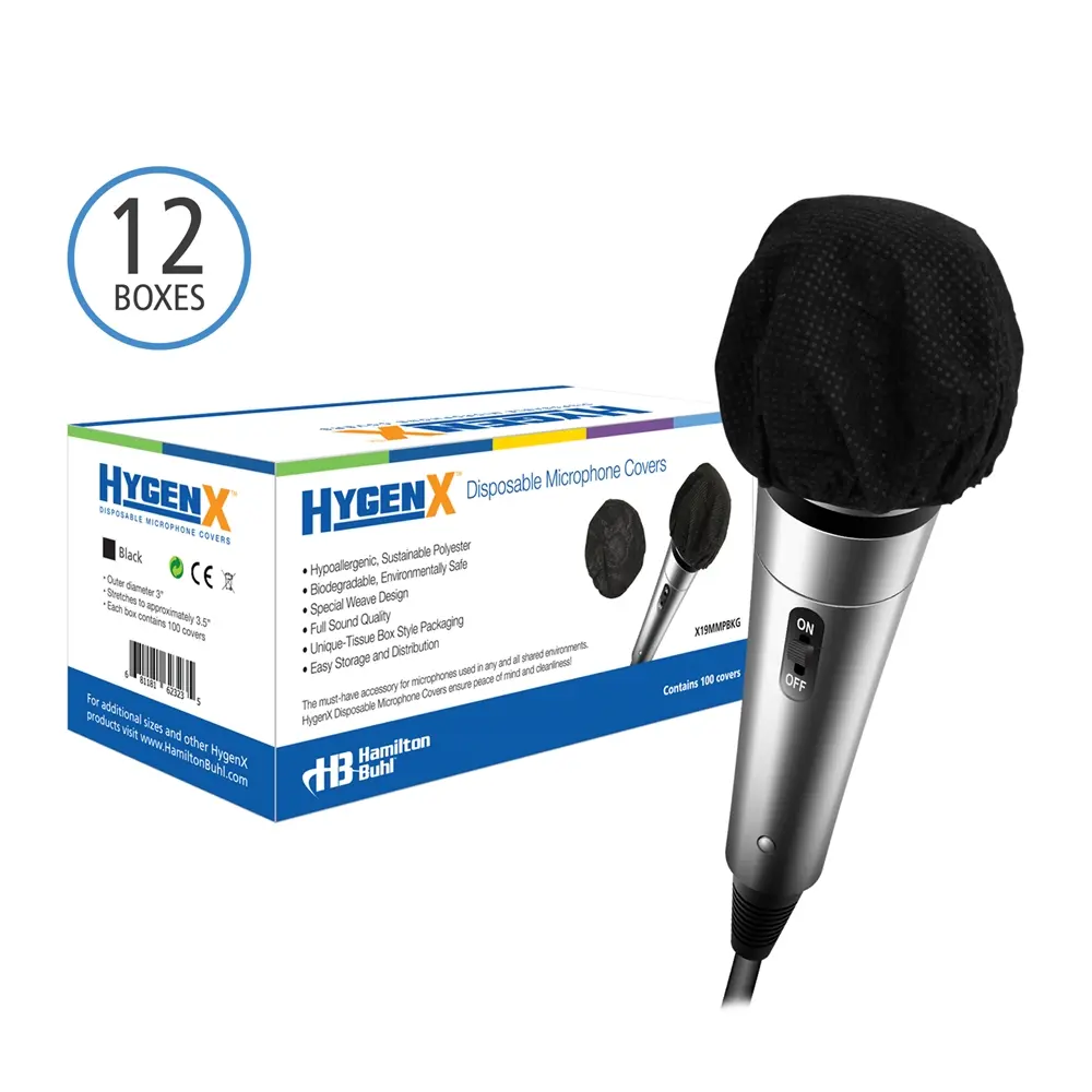 Hamilton Electronics X19MMPBKC Audio Microphone Covers - Durable, Sanitary, Disposable, Hypoallergenic Polyester, Black, Special Weave Design, Compatible with All Kinds of Devices