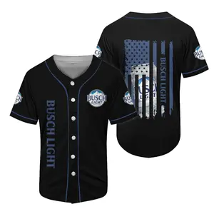 Busch Light American Flag Baseball Jersey Premium Baseball Shirt for Street Fashion, Casual Wear & Game Day Looks