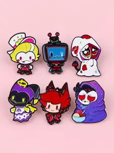 6pcs/set Kawaii Anime Character Enamel Pins, Punk Cool Design Badges, Unisex Clothing Accessories, Styling, Adding A Fun Touch To Backpacks And Clothing, Perfect Gift for Friends