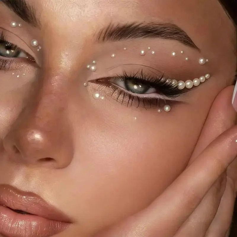 500 Count Face Decoration Stickers, Rhinestone/Pearl Self-Adhesive Gems for Eye Makeup, Nail Art & Creative Beauty Designs