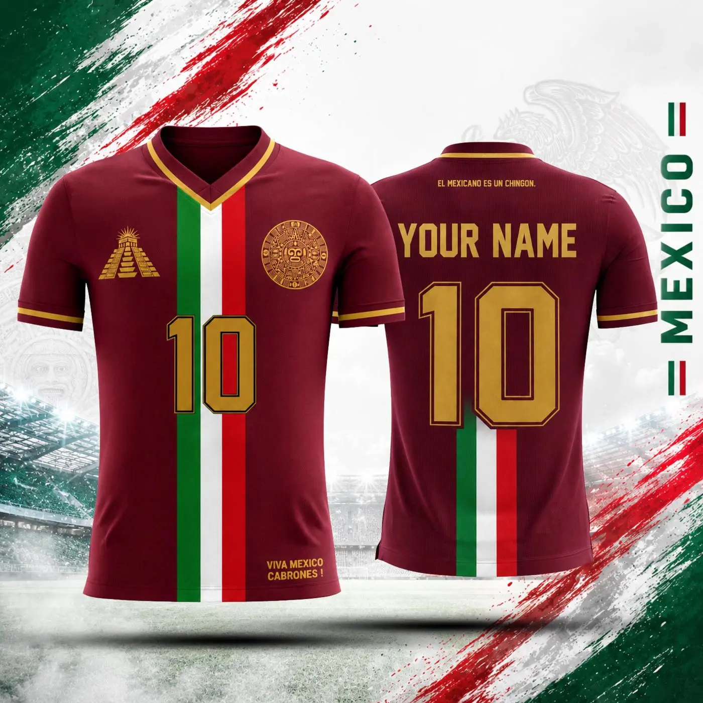 Mexico Burgundy Soccer Jersey | Custom Name & Number | Personalized Football Shirt | Mexican Heritage Futbol Jersey | Mexico Fan Gift