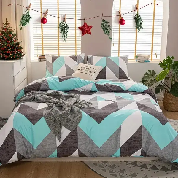2/3pcs Comforter Set, Breathable Quilted Style Bedding Sets, Luxury Fluffy Soft Comforter for All Season, Twin/ Queen/ King Size Bed In A Bag (1 Comforter & 1 Or 2 Pillowcases), As Halloween, Chrismas Gift, Bed Comforter Sets, Christmas Bedding, King Size