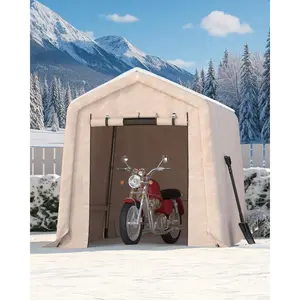 6x6FT Ventilated Portable Outdoor Storage Shelter, Waterproof UV Proof Roll Up Door Shed for Vehicle Tools Firewood Storage