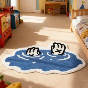 Cartoon rug, Cartoon pattern rug, 1 count funny rug, soft comfortable rug, irregular rug, furry fluffy foot mat, cool rugs, home decor, Gifts for boys and girls, suitable for bedroom bedside living room area study cloakroom home scene